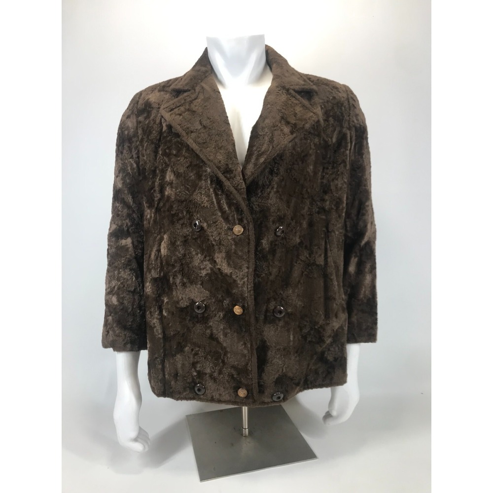 Vintage Crushed Brown Velvet Jacket Domino New York Womens‎ Union Made 44" Chest